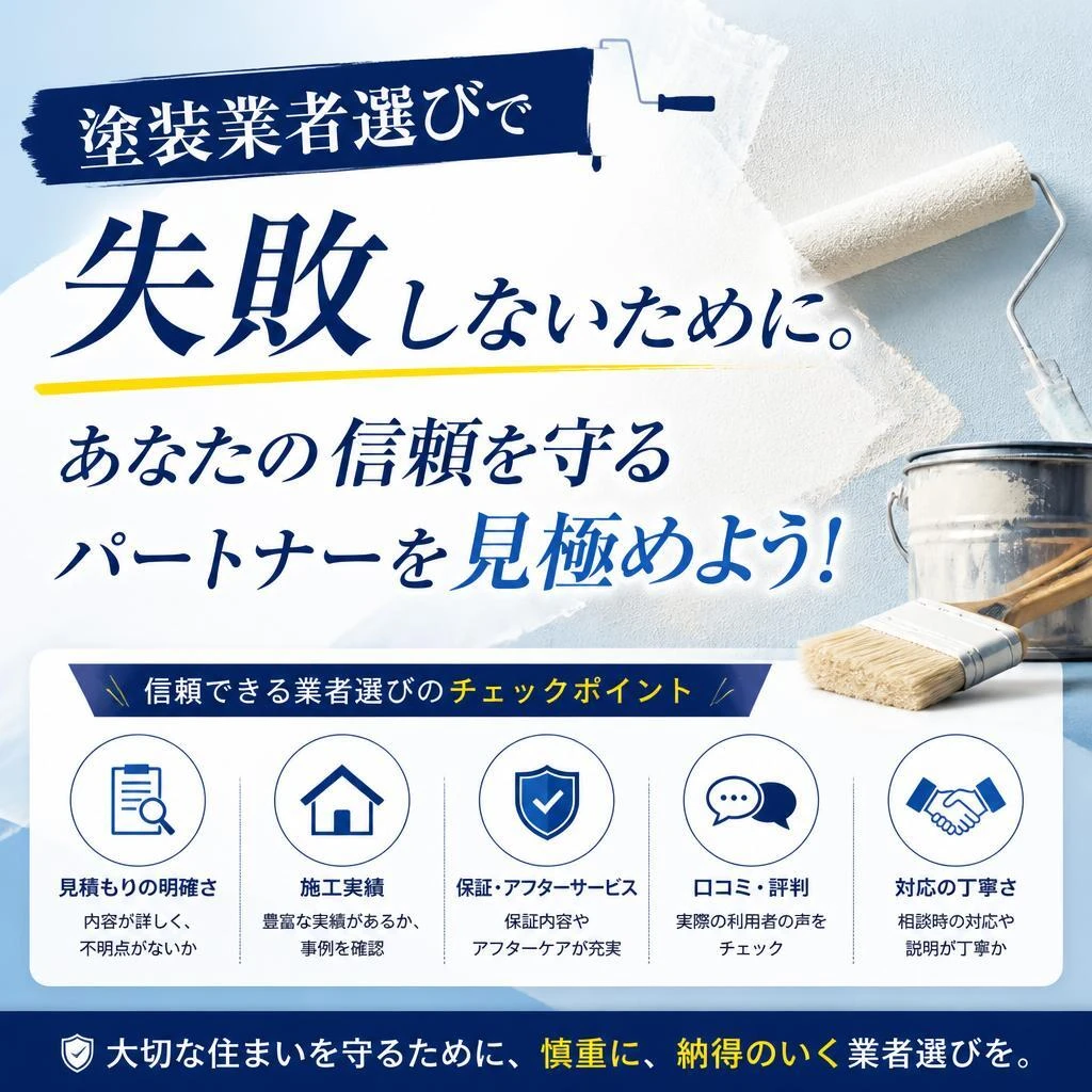 塗装業者選びで失敗しないために。あなたの信頼を守るパートナーを見極めよう！