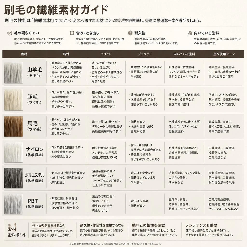 繊維素材の違いと特徴
