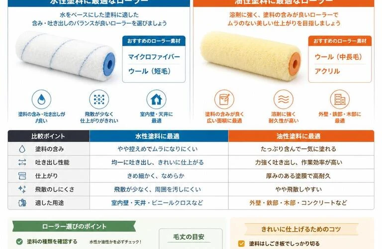 水性と油性に最適なローラーの選び方をマスターしよう！