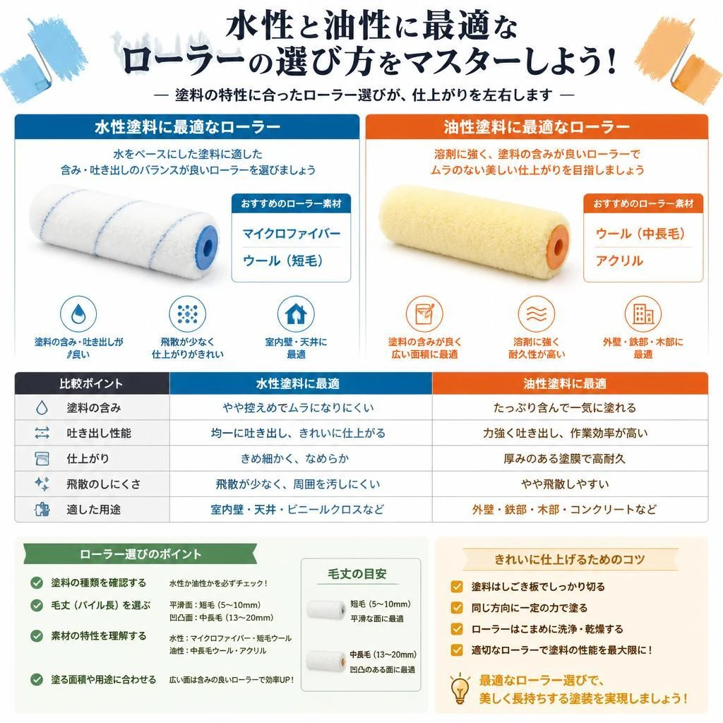 水性と油性に最適なローラーの選び方をマスターしよう！