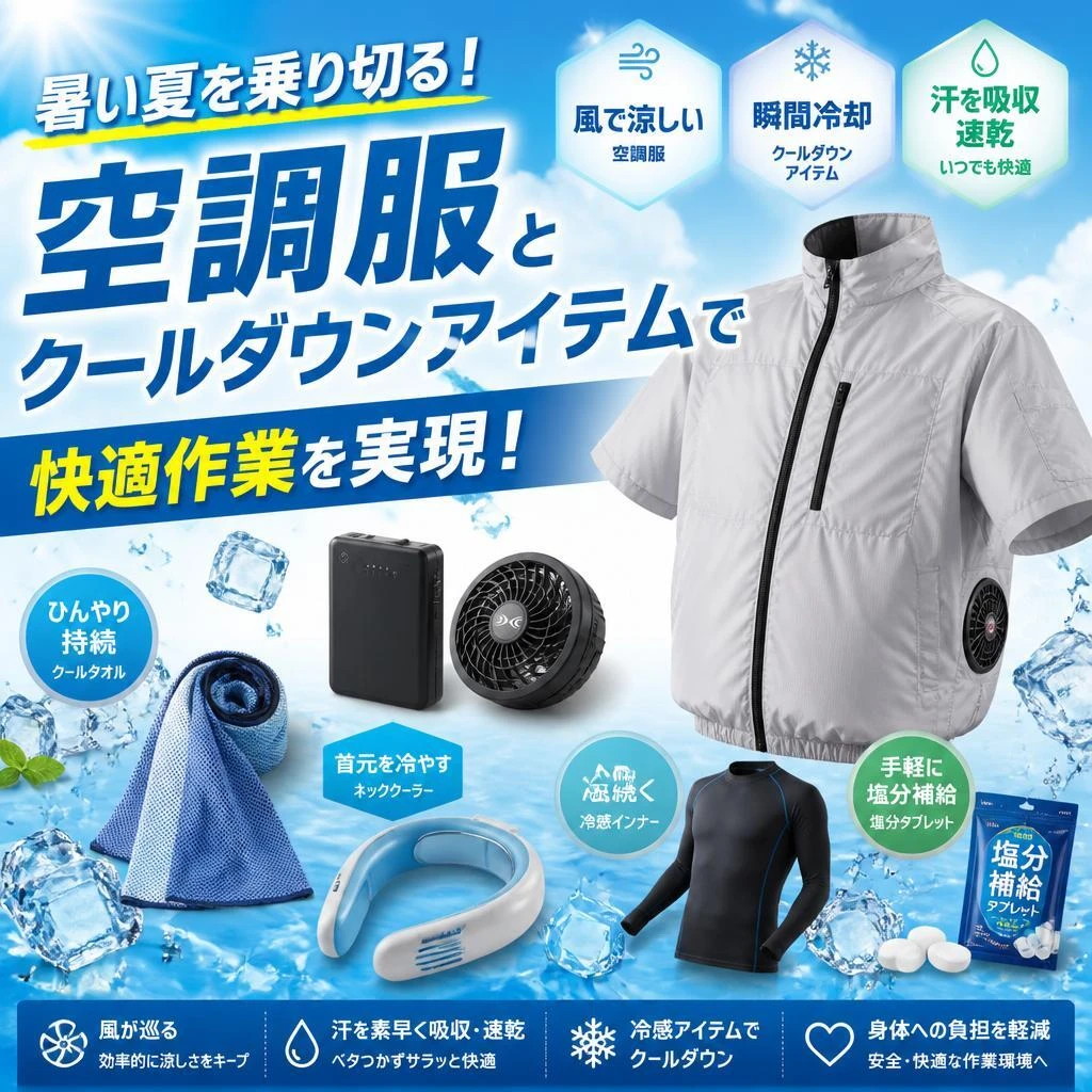 暑い夏を乗り切る！空調服とクールダウンアイテムで快適作業を実現！