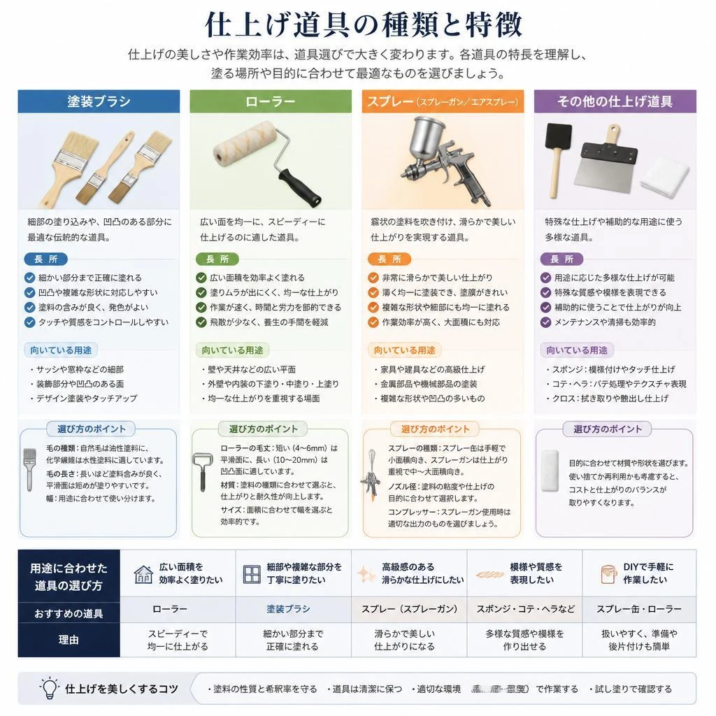 仕上げ道具の種類と特徴