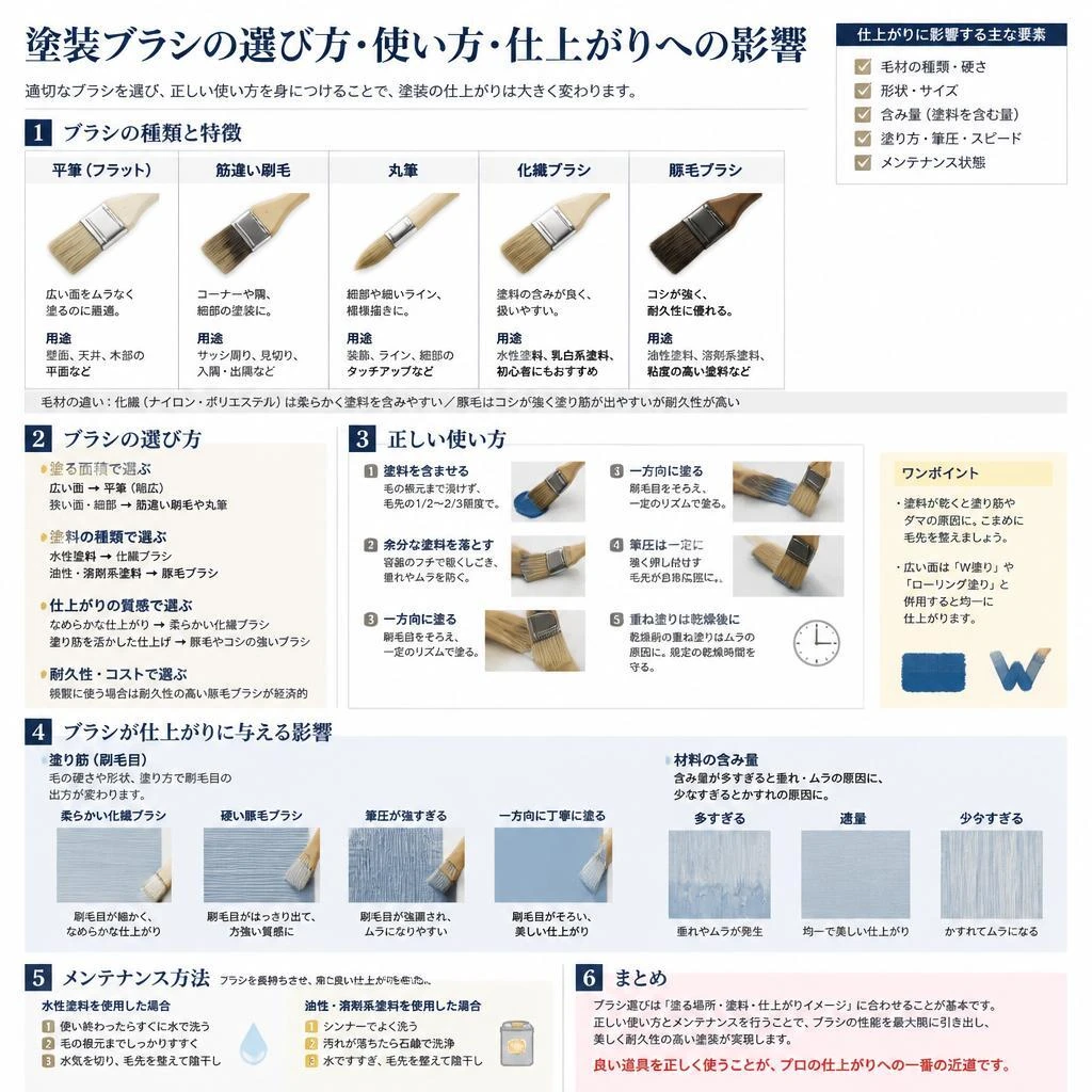 塗装ブラシで仕上がりが変わる