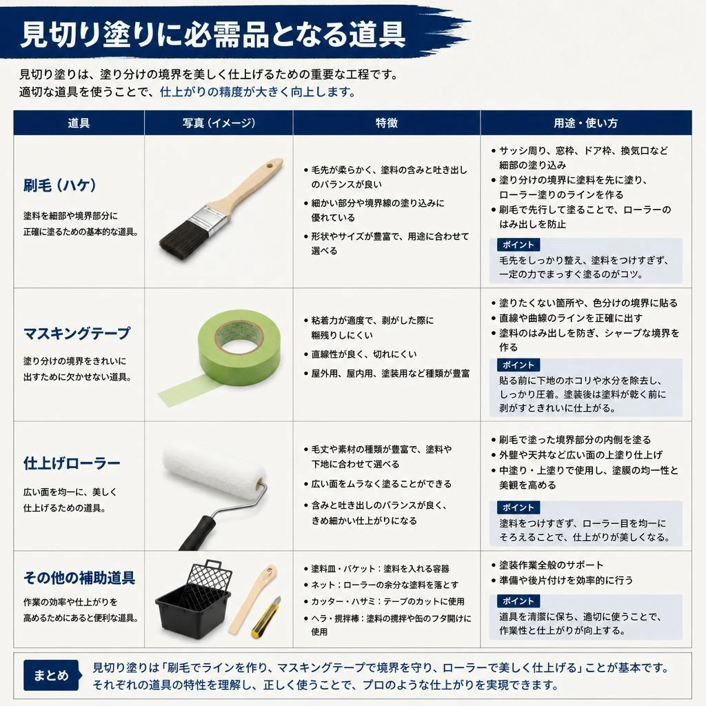 見切り塗りに必要な道具一覧