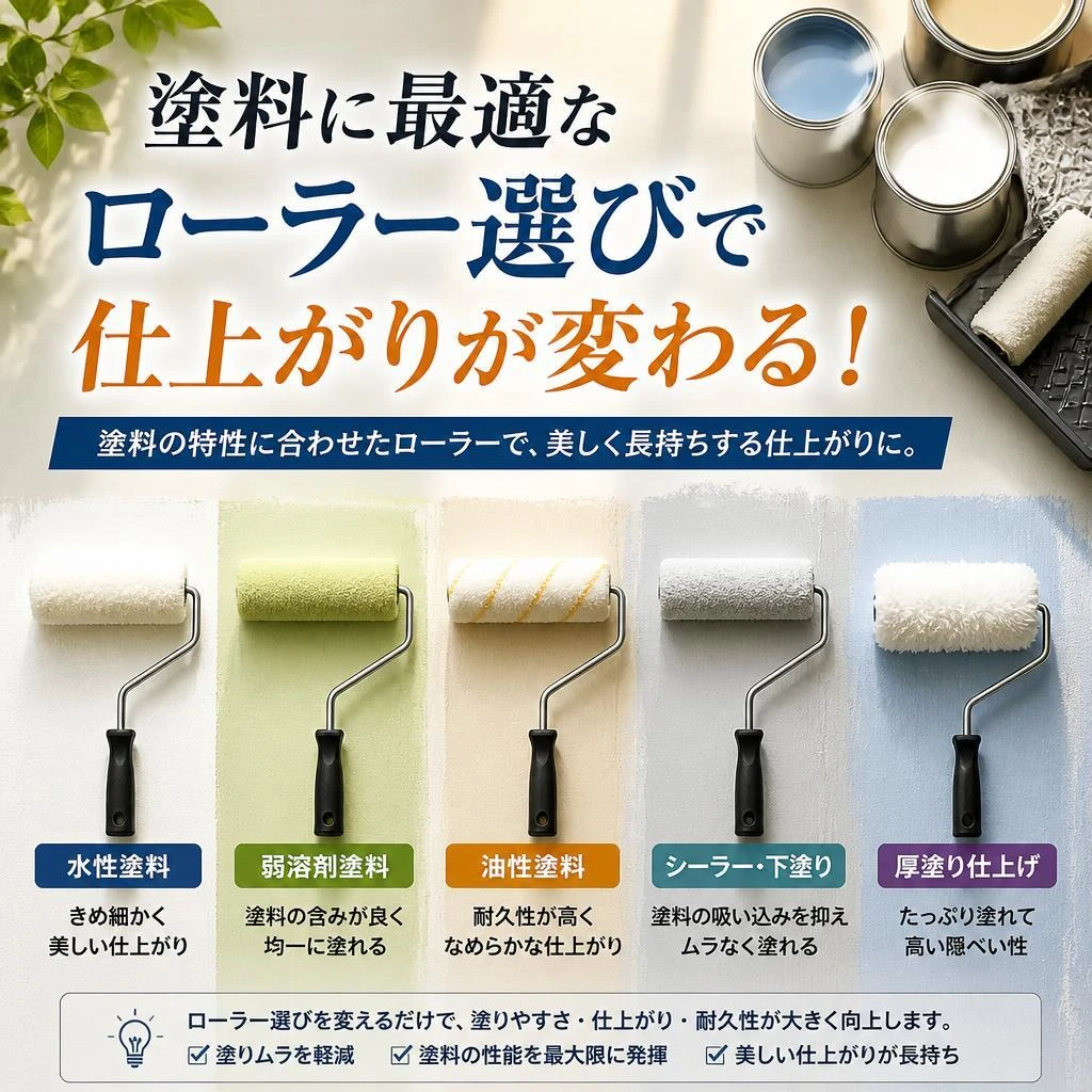 塗料に最適なローラー選びで仕上がりが変わる！