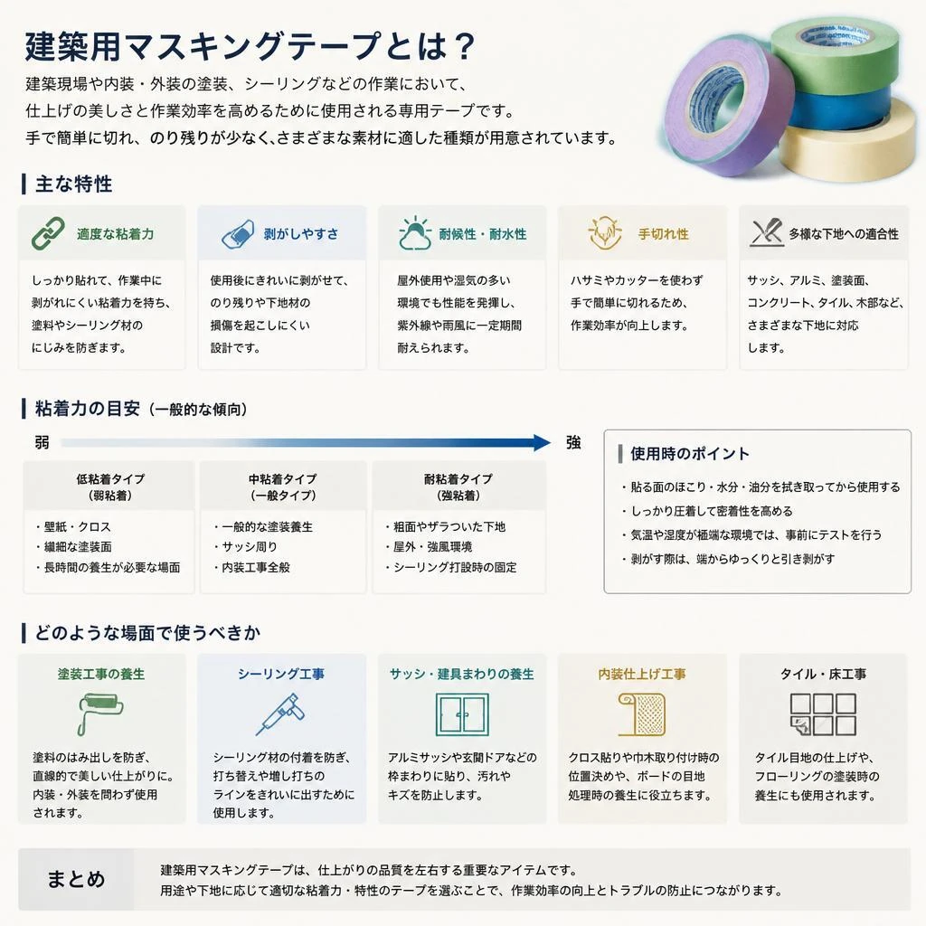 2. 建築用マスキングテープの特性と用途