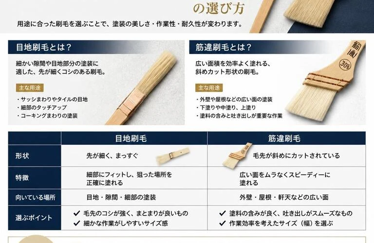 仕上がりに差をつける！目地刷毛と筋違刷毛の選び方