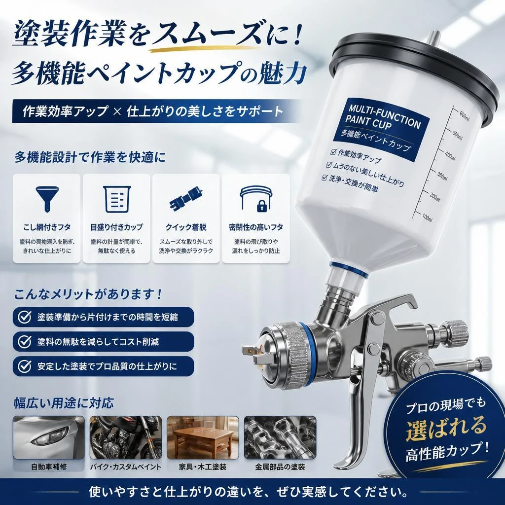 塗装作業をスムーズに！多機能ペイントカップの魅力