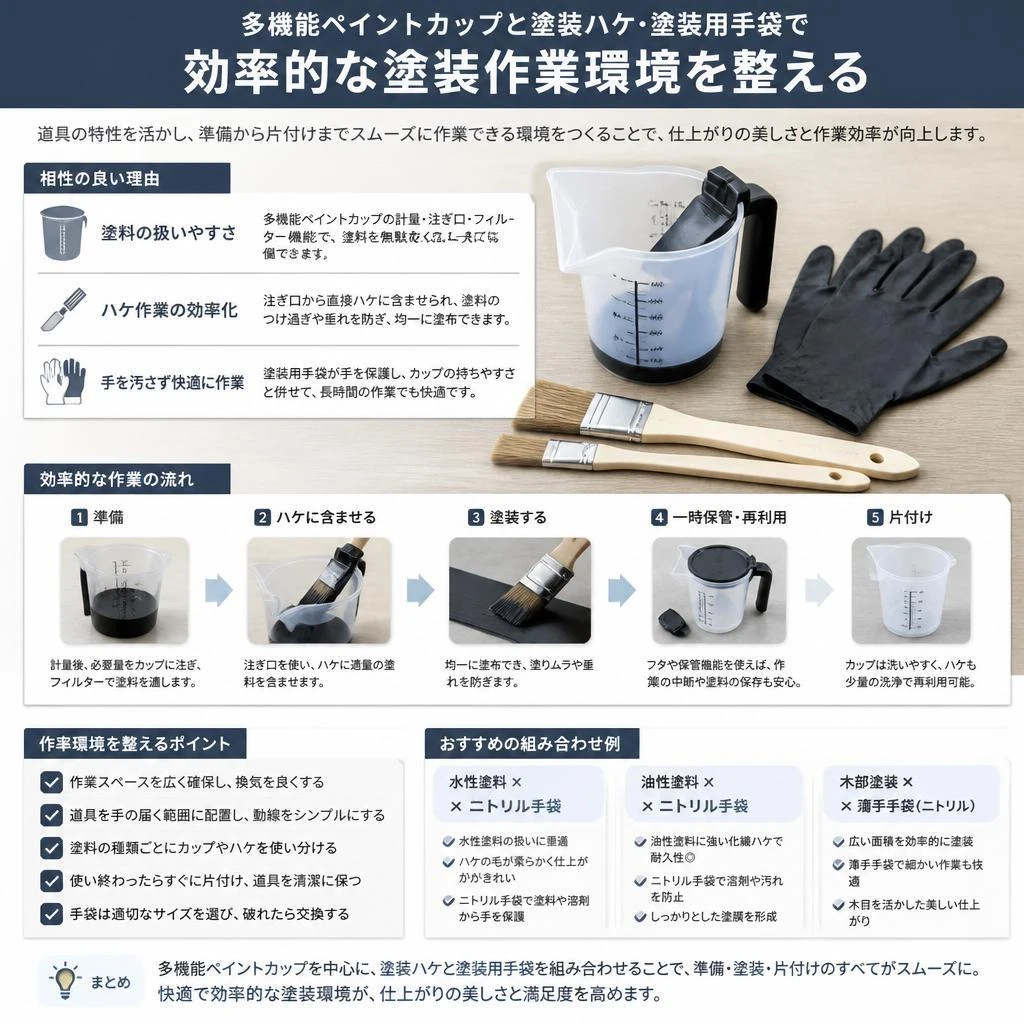 3. 相性抜群！塗装ハケと塗装用手袋との組み合わせ