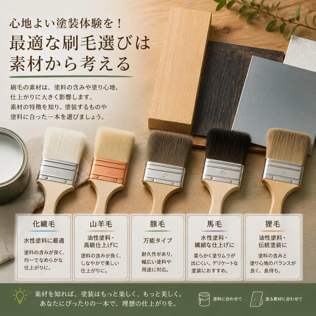 心地よい塗装体験を！最適な刷毛選びは素材から考える