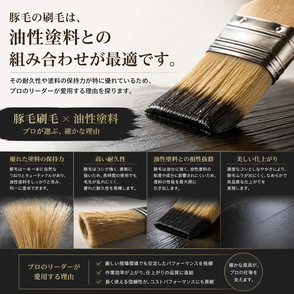 豚毛の優れた塗料適性
