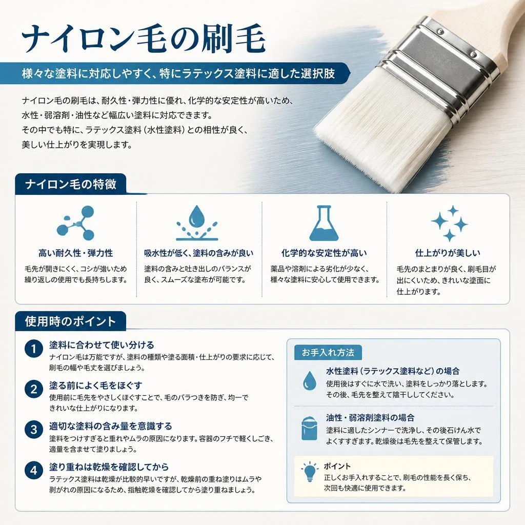 ナイロン毛の刷毛の利点